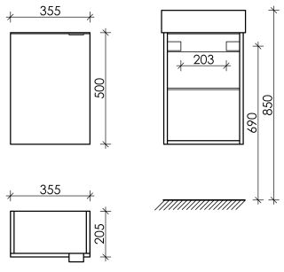 Подвесная тумба под раковину Sancos Mini N35ECHL левая 35см дуб чарльстон